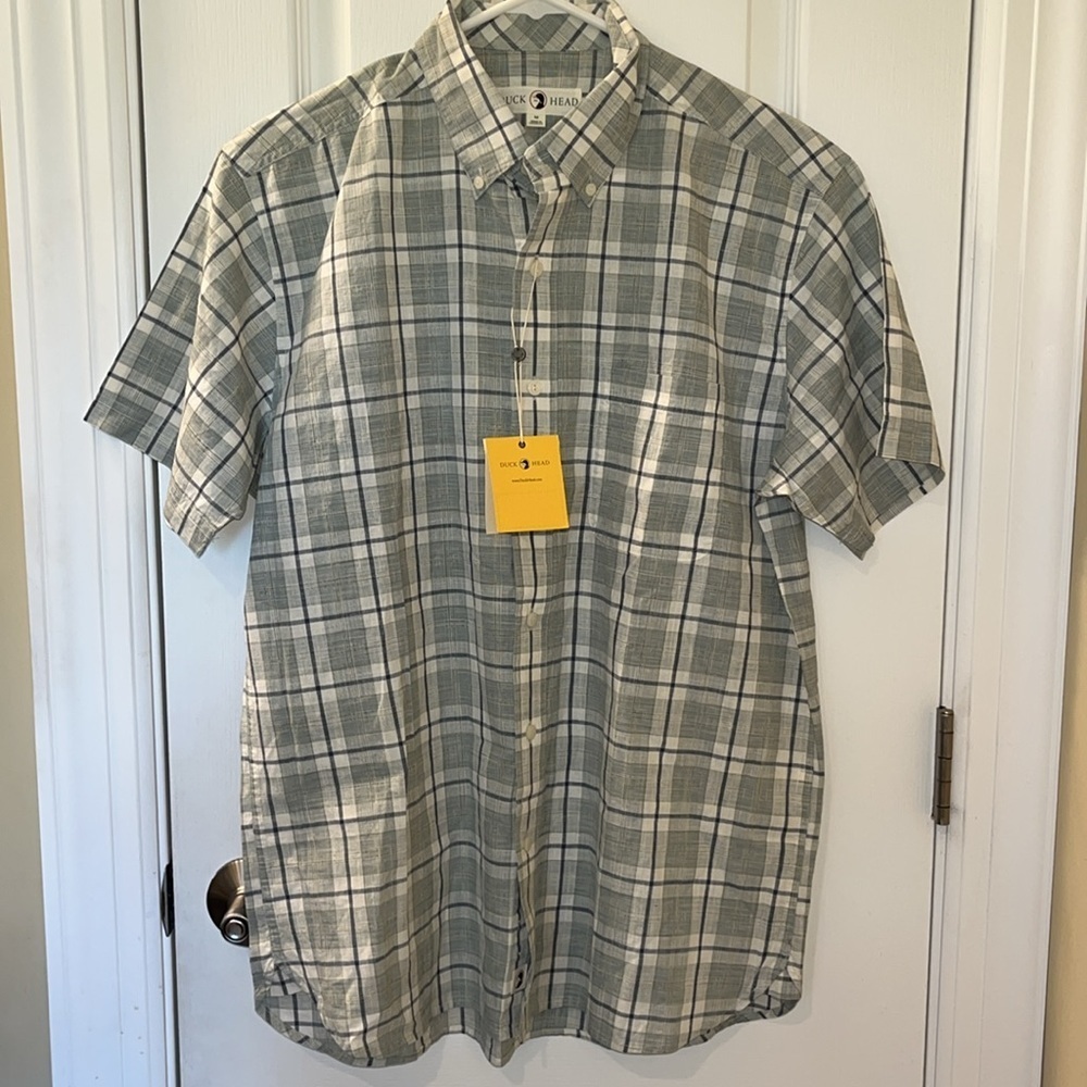 🆕 Duck Head Men’s Shirt Short Sleeve Plaid 100% Cotton Size Medium